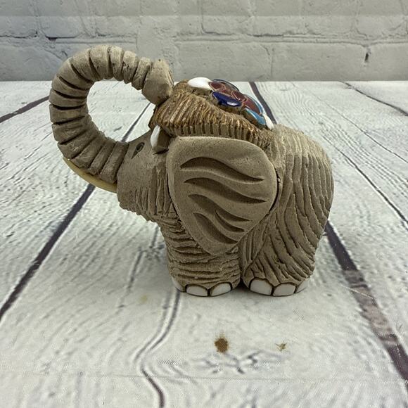 Vintage Artesania Rinconada Uruguay ELEPHANT Figurine Trunk Up, Tusks. Signed‎ - Picture 1 of 5